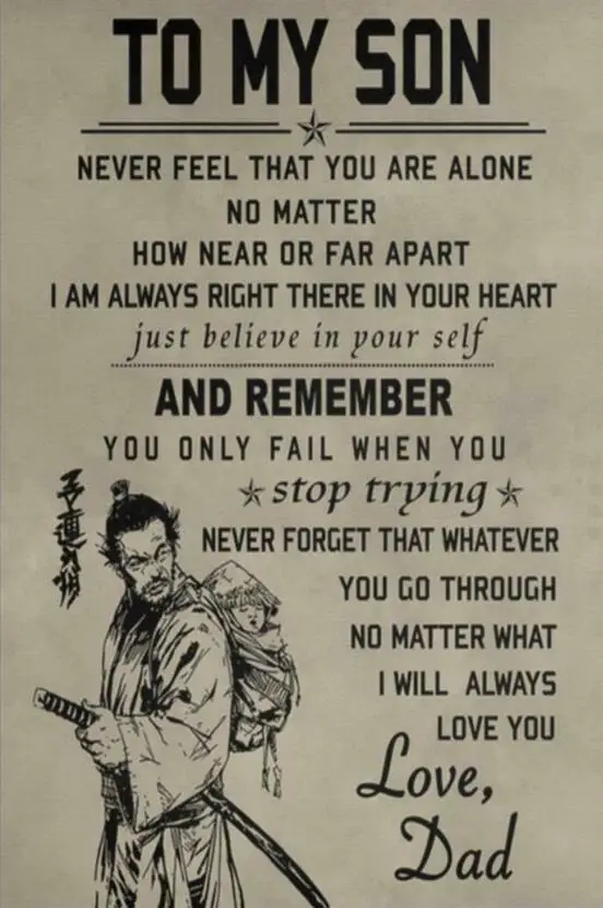 Father And Son Samurai Bushido Motivation Quotes Vintage Art Film Print Silk Poster for Your Home Wall Decor 24x36inch | Дом и сад