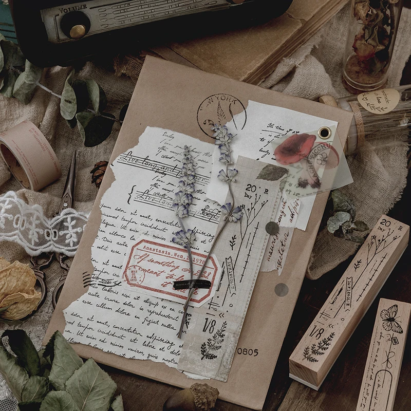 Vintage Stamps Wooden Rubber Stamps With Flower Plants For Letters Diary Craft Scrapbooking Stamps Aliexpress