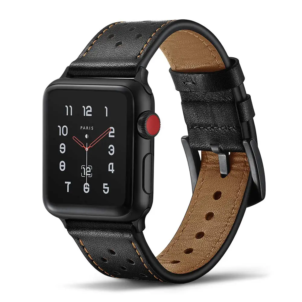 Ремешок для apple watch band apple watch 4 5 3 2 1 44 мм 40 мм iWatch Band 42 мм 38 мм первый слой кожаный браслет аксессуары 44 мм