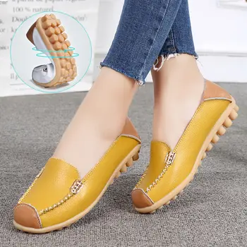 

2020 new Moccasins spring and autumn waterproof leather women's shoes cover ballet Bowtie women's shoes size 35-44