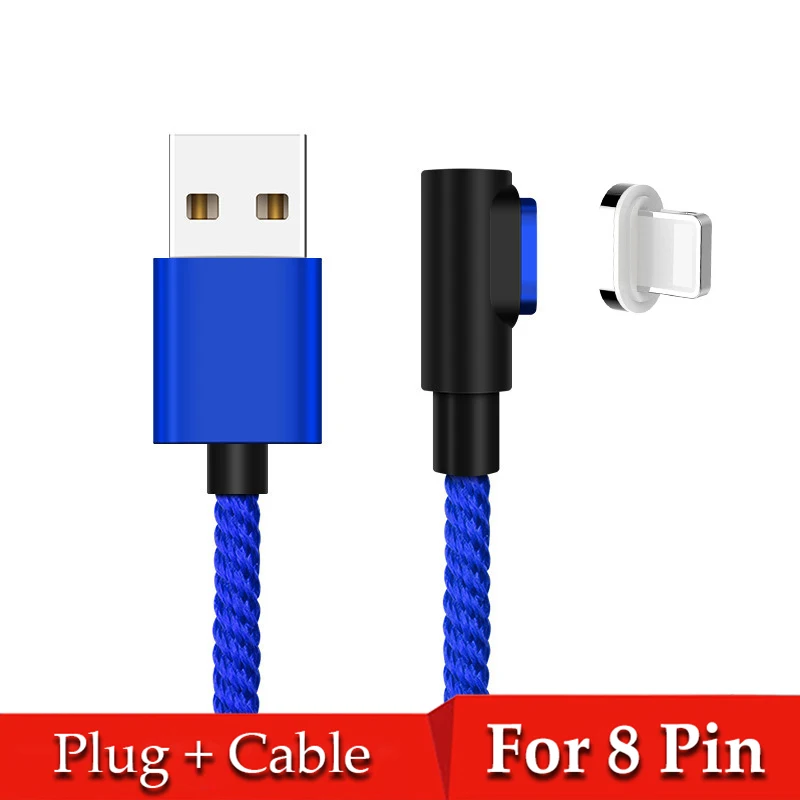 Blue For iPhone Магнитный Micro USB 8 Pin кабель для iPhone samsung Android мобильный телефон Быстрая зарядка usb type C кабель магнит зарядное устройство провод шнур - Цвет: Blue For iPhone