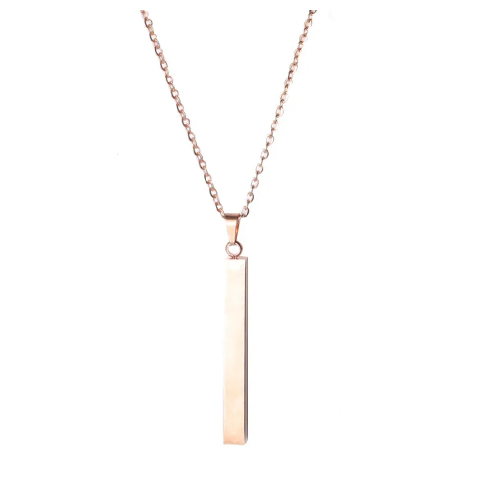 rose gold 3 шт квадратное ожерелье из нержавеющей стали, персонализированное ожерелье с датой для женщин и мужчин, ювелирное изделие в подарок, 45 см - Цвет: rose gold