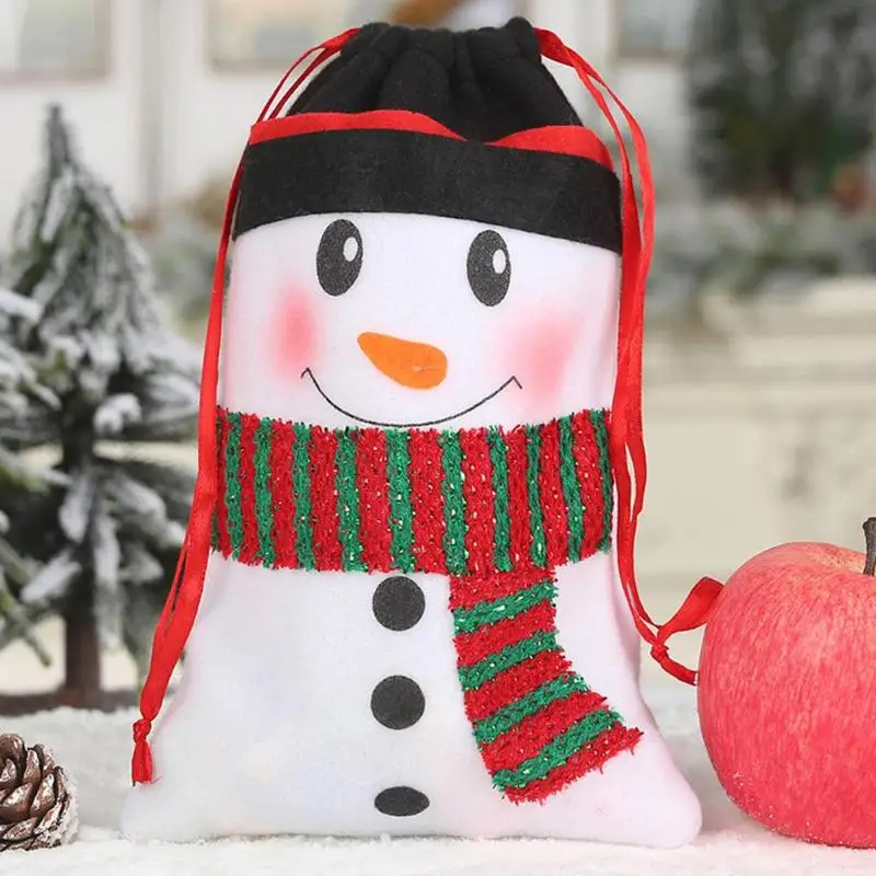 Нетканый мультфильм Рождественская конфетка Сумка Дети Drawstring Подарочный упаковочный пакет Navidad рождественские украшения для дома - Цвет: Snowman