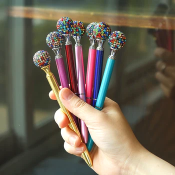 

1PCS Creative Multi Color Diamond Ball Ballpoint Pen Metal Rotating Pen Office Stationery Student Gift