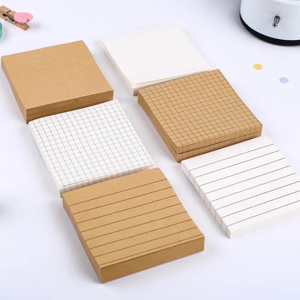 Block Grid Line Memo Pad Folding Study Flash Card Sticky Note School Notepad Stationery Office Flashcard Kit Accessory Index Tab