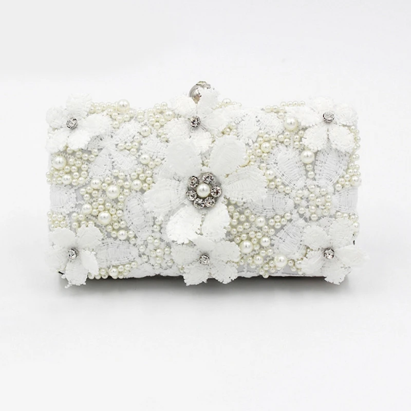 Дамская вечерняя сумочка сшитая вручную кружевные клатчи с жемчугом кошельки