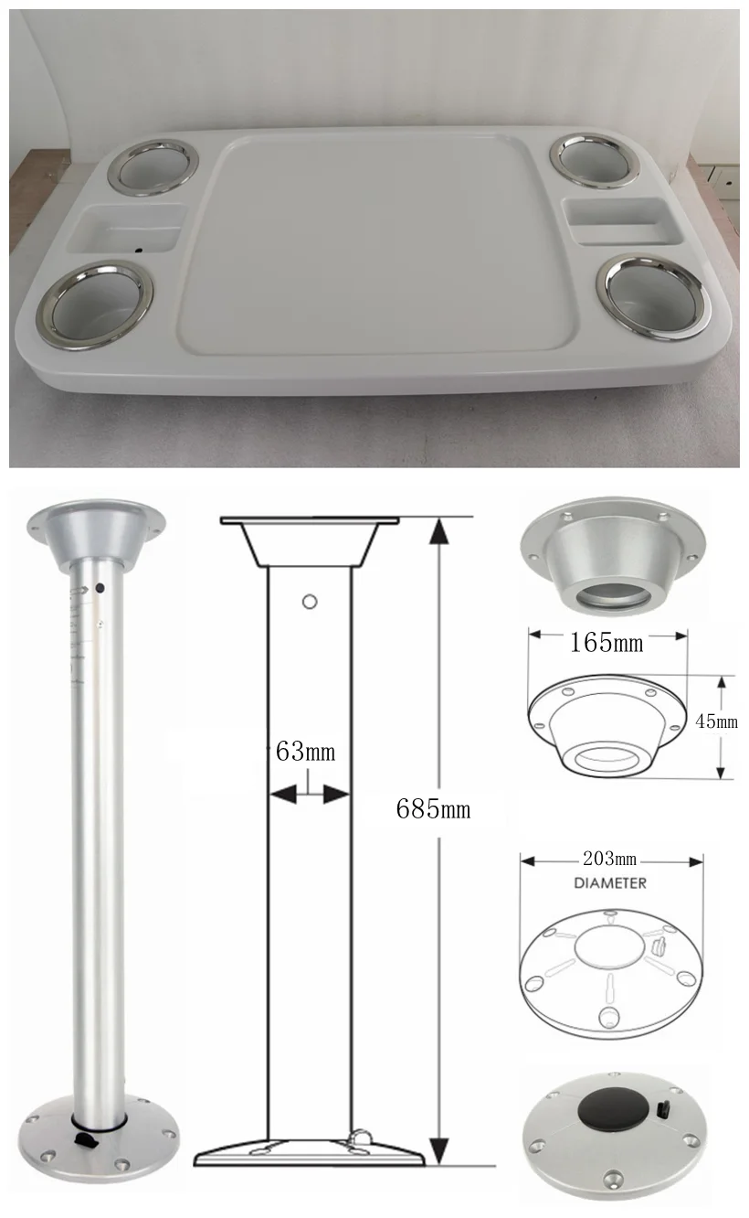 Table and Pedestal Глянцевый белый ABS прямоугольная столешница 457*864*102 мм для морской лодки RV - Цвет: Table and Pedestal