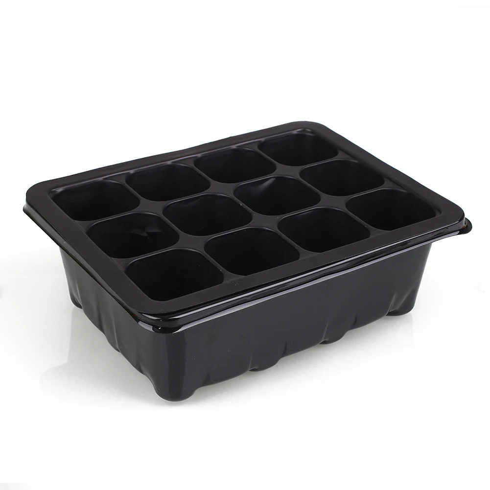 12 Holes Black Seedling Flats Breeding Container Planting Seedings Seedling Tray Flower Patio Pot Storage