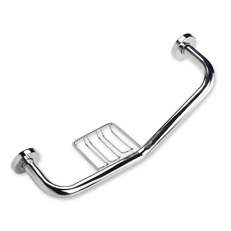 

Stainless Steel Bathroom Grab Bar w/ Soap Holder Bathtub Arm Safety Handle Bath Shower Tub Anti Slip Handrail Grip for Elderly