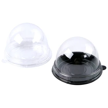 

100pcs Round Plastic Egg-Yolk Puff Container Transparent Mooncake Dome Boxes Baking Packing Box (Golden Tray)