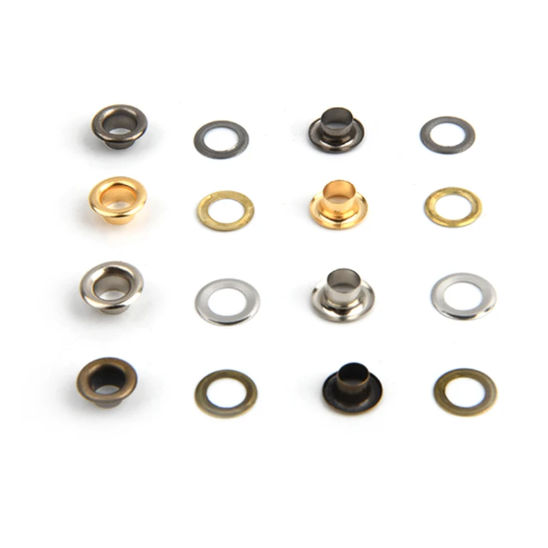 Brass Eyelet with Washer 100sets 4mm Craft Repair Grommet Round Eye Rings For Shoes Bag Clothing Belt Hat