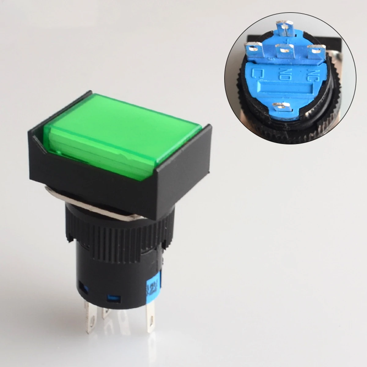 green 5V 12V 5pin моментальный светодиодный переключатель с автоматическим замком 16MM Кнопка с фиксацией - Цвет: green