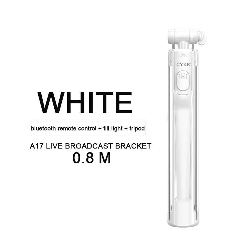A17-white CYKE A17 палка для селфи с Bluetooth дистанционным затвором штатив для селфи монопод с Bluetooth палка для ios/android 80 см - Цвет: A17-white