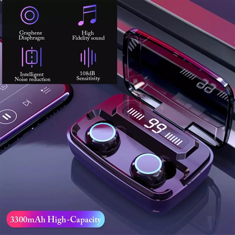 EWA Bluetooth Earphones M11 TWS Earphone LED Digital Display Touch 5 0 IPX7 Waterproof Mini Wireless Bluetooth Headset