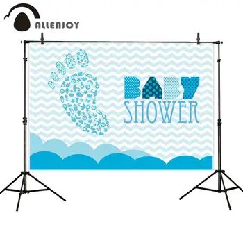 

Allenjoy Child Event Supplies Wavy Personalized Footprints Baby Shower Blue Backdrop Birthday Party Celebrate Wallpaper Decor