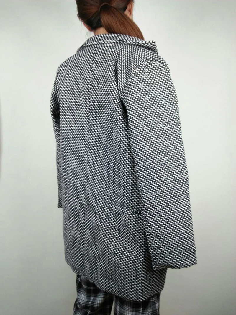 Модное длинное шерстяное Женское пальто, женская осенне-зимняя куртка в клетку, шерстяное пальто-накидка, твидовая верхняя одежда, 5XL 6XL 7XL