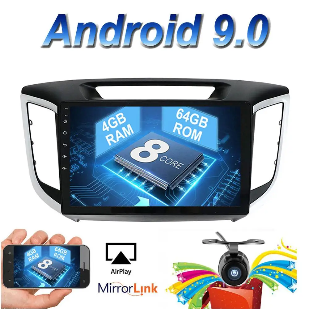 

2 din 10.1 inch octa core TDA7851 Android 9.0 Car Radio GPS For Hyundai Creta/IX25 capacitive screen stereo Bluetooth wifi 4g