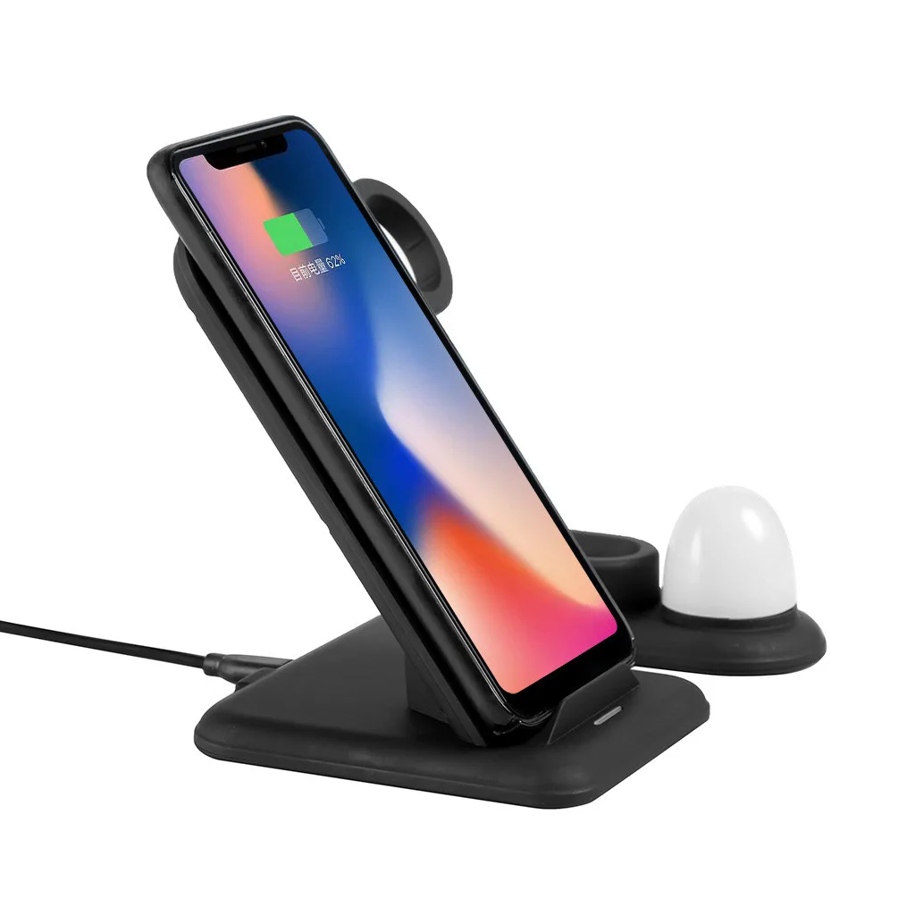 Wireless Charger Phone Holder Stand Dock Station For Apple Watch 4 3 2 Iphone 11 Pro Max XS MAX XR IWatch Airpods With light