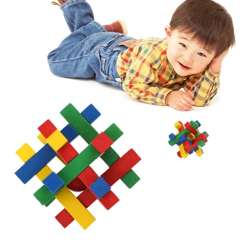 

Colorful Luban Lock Kids Adult Wooden Puzzle Brain Teaser Toys for children Educational Development Creativity Gift