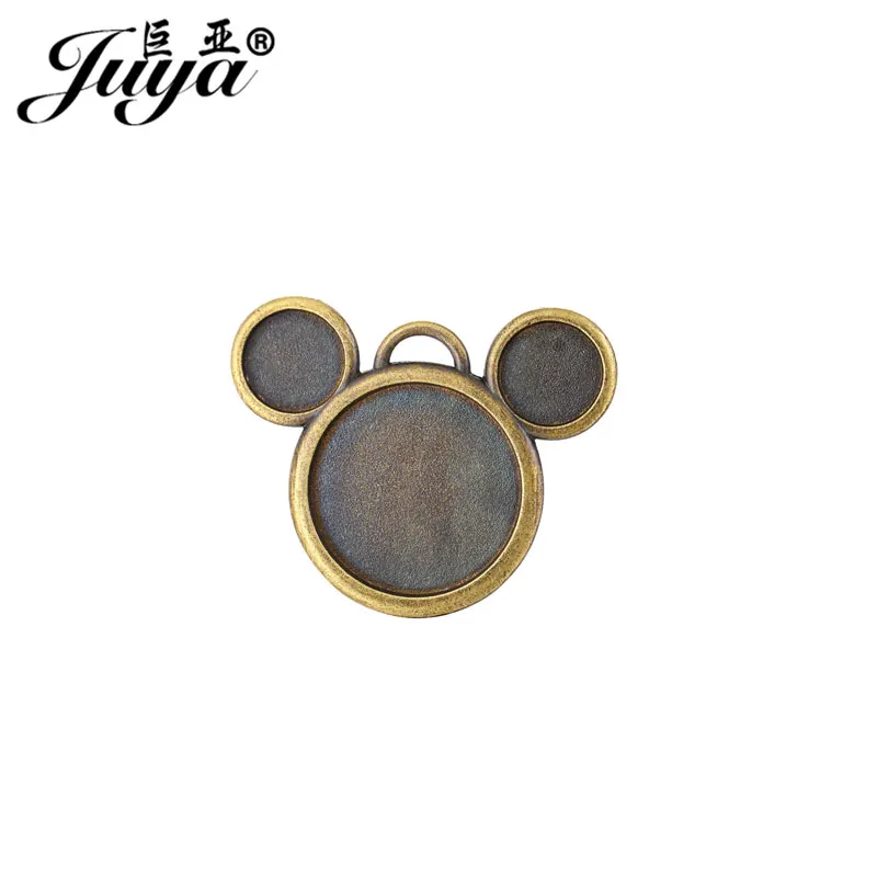50PCS Lovely Mouse Pendant Cabochon Base 25mm + 12mm Bezel Tray Charms For DIY Design Personality Jewelry Making Accessories