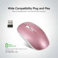 2,4G беспроводная мышь 1600 dpi оптическая заряжаемая и портативная Мобильная мышь 4 кнопки для ПК ноутбук Настольный для левой/правой руки