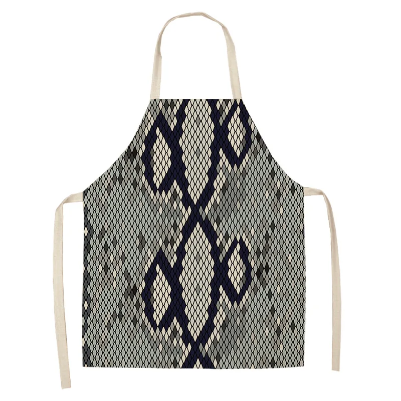 1 Pcs Leopard Print Kitchen Aprons for Women Men Home Cooking Baking Waist Bib Cotton Linen Pinafore Cleaning Tools