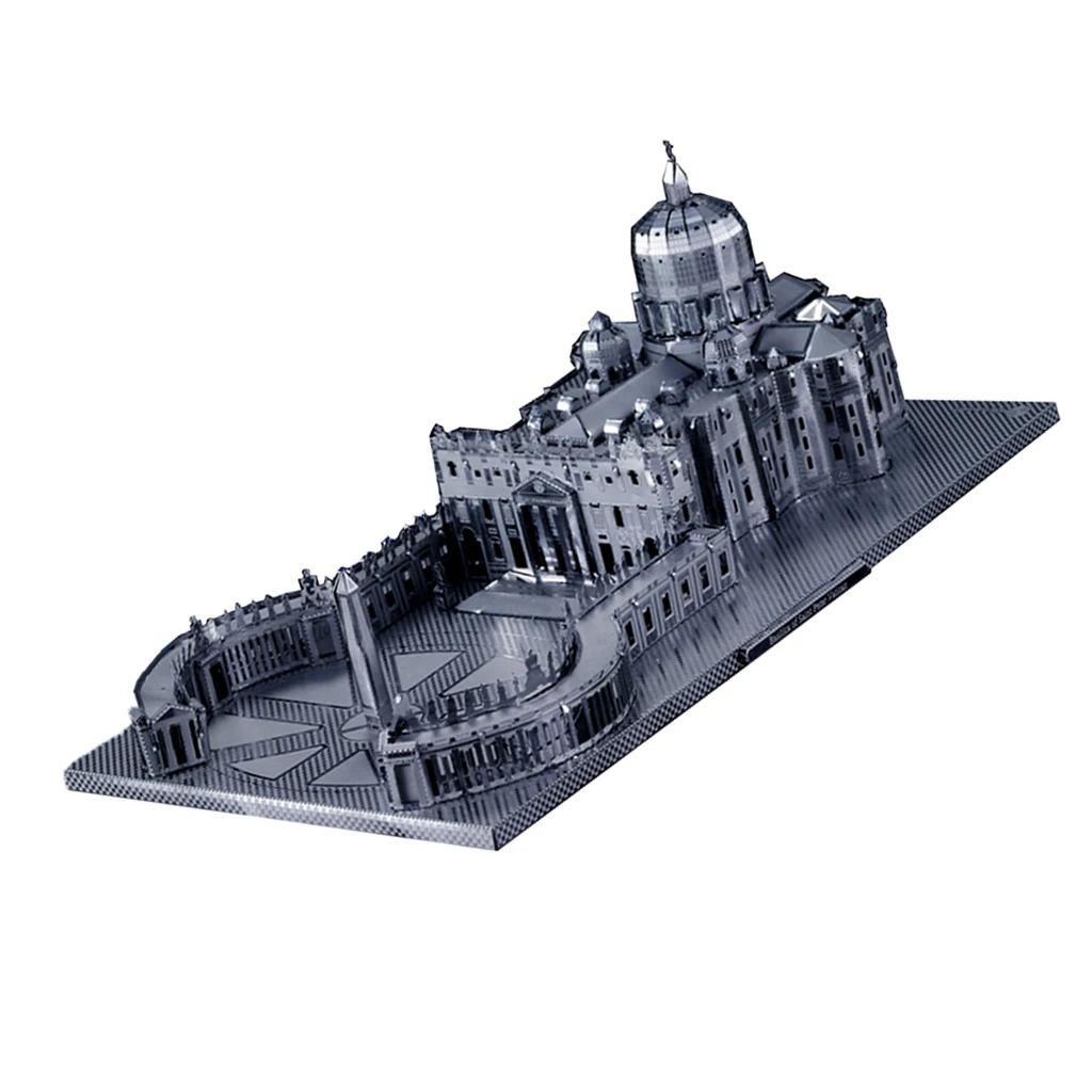 Silver St Peter's Basilica 3D Metal Model Kit DIY Toys - 3 Sheets, 81 Pieces