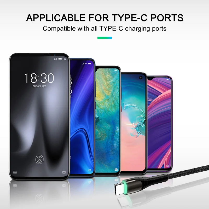 ANKNDO Micro usb type C 3A кабель для быстрой зарядки светодиодный шнур для зарядки мобильного телефона для samsung sony Xiaomi huawei USB-C шнур
