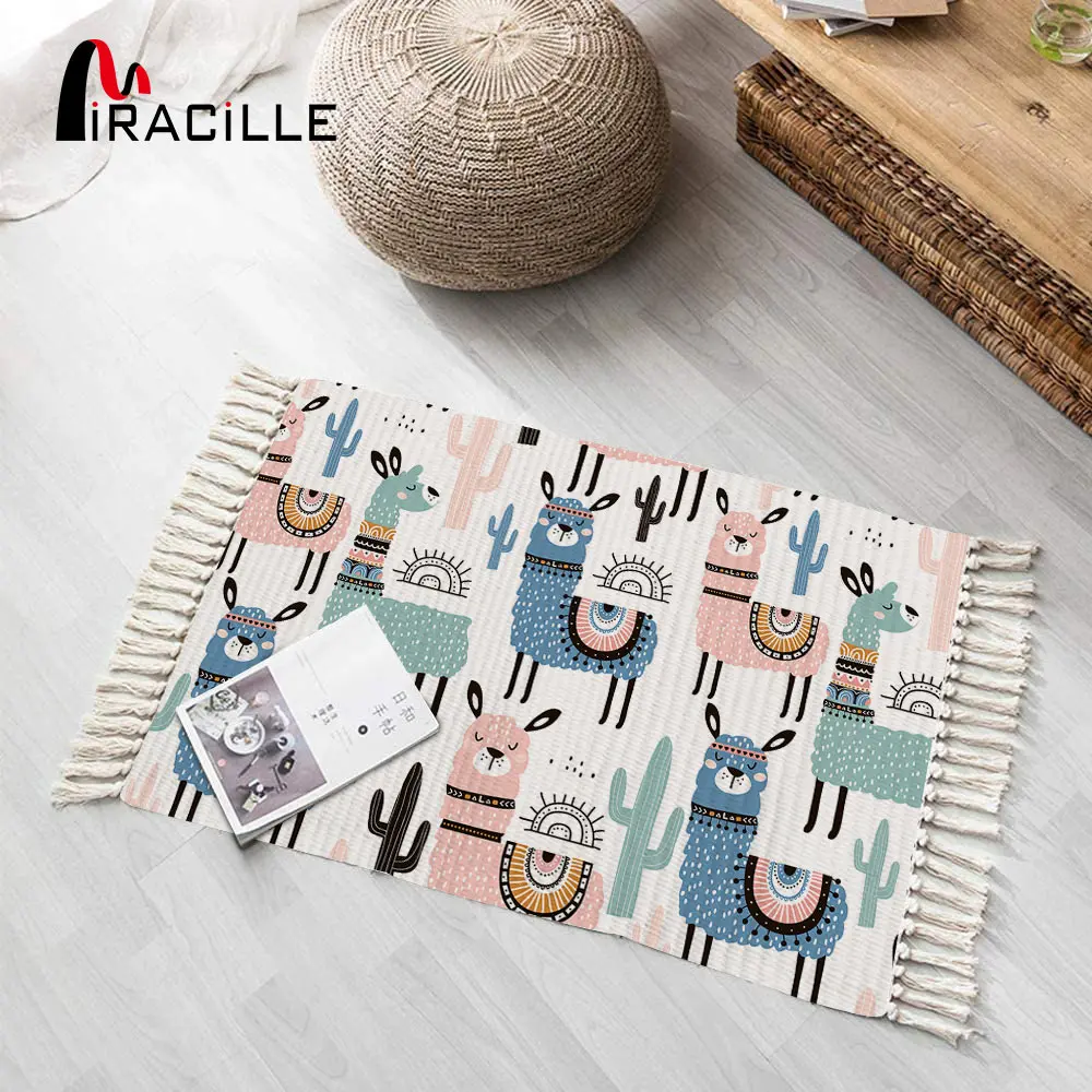 Miracille мультфильм альпака ковер милые животные Коврик для комнаты кисточкой