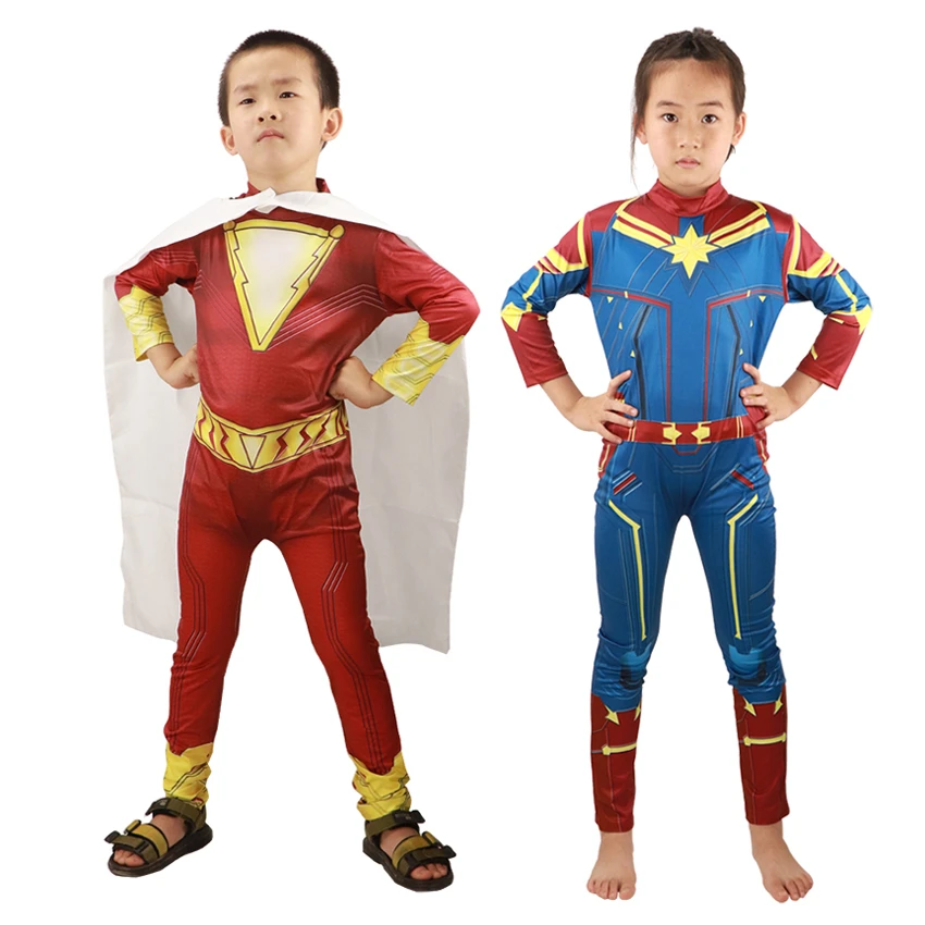 New Shazam Costumes Kids Superhero Cloak Children Party Carnaval Dress Halloween Costumes for Kids  Billy Batson Costume for Boy sexy police woman costume