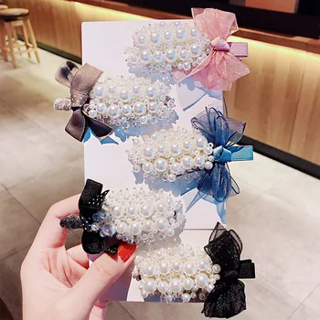 

Luxury Full Pearls Bow Hairpins For Women Girls Headband Sweet Hair Ornament Barrettes Hair Clips Fashion Hair Accessories