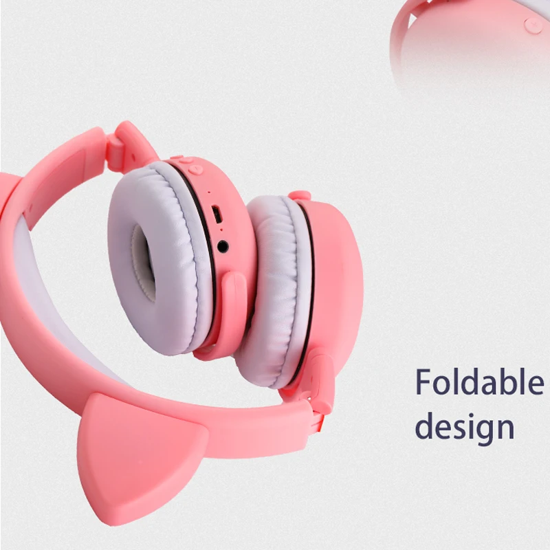 RGB цвет светодиодный кошачьи наушники с шумоподавлением Bluetooth 5 0 гарнитуры для