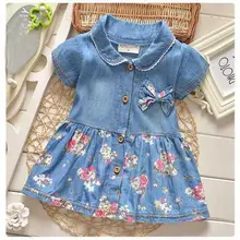 Goocheer/осеннее летнее джинсовое платье принцессы с цветочным узором для девочек; Детские вечерние платья для свадебного торжества; одежда