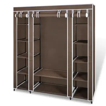 

vidaXL Fabric Wardrobe with Compartments and Rods 45x150x176 cm Brown