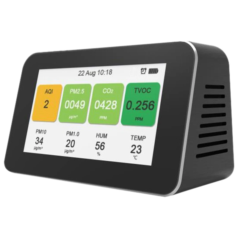 US $106.37 Air Quality Detector 5 in 1 Multifunctional Portable Air Detection CO2 PM25 PM10 PM10 TVOC for Home Outdoor