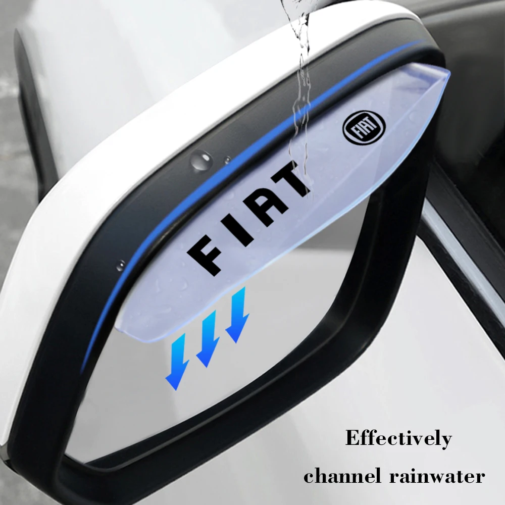 

2Pcs Car Rearview Mirror Rainproof Eyebrow Rain Cover Flexible PVC Rain Blade For Fiat 500 Punto Stilo Ducato Palio Bravo Doblo