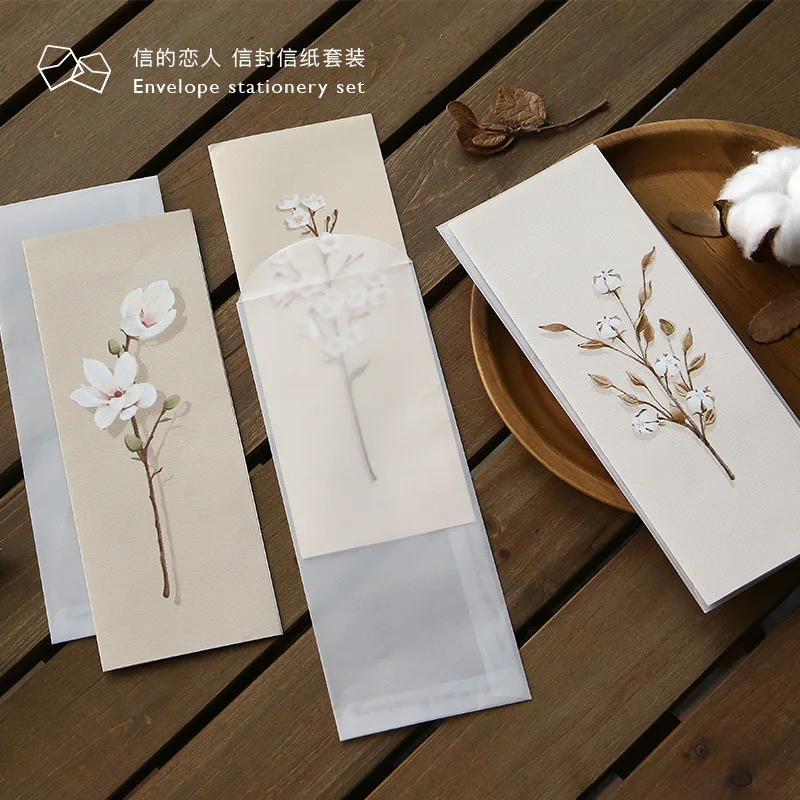  3pcs/set Creative Paper Letter with Envelope for Birthday Christmas Wedding Birthday Invitation Scr