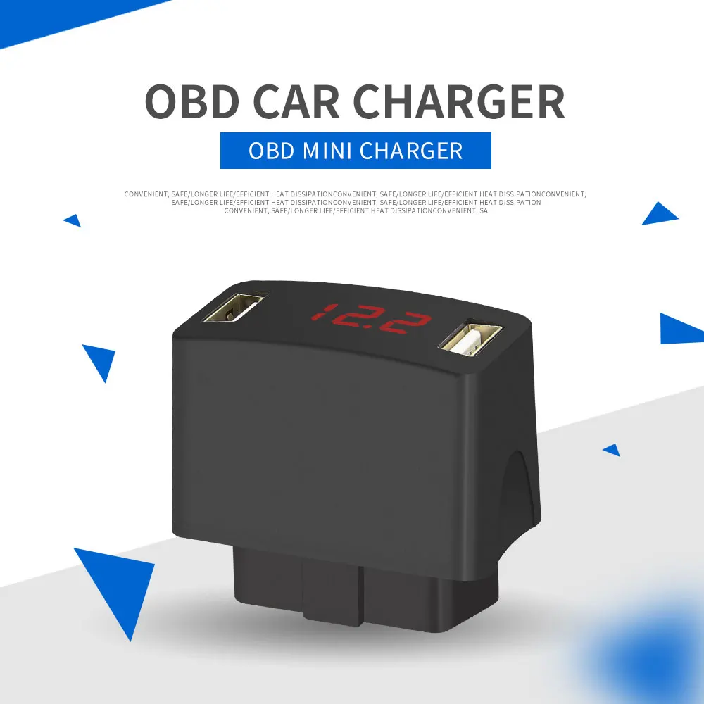 OBD2 светодиодный цифровой дисплей батарея низкого напряжения Защита OBD OBD2 Мини Автомобильное зарядное устройство OBD для 12 В/24 В Автомобильное двойное отверстие автомобильное зарядное устройство