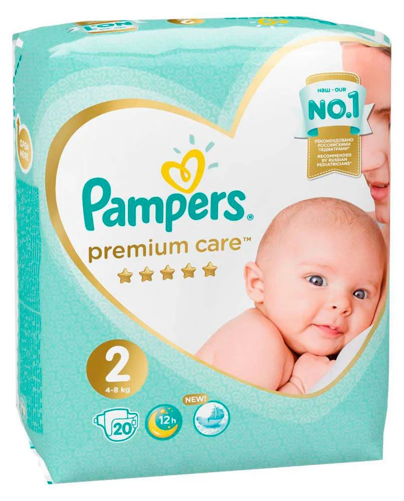 Подгузники Pampers, Premium Care, размер 2, 4-8кг, 20 шт