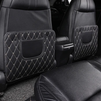 

Hot 1Pcs Leather Car Covers Seat Back Protector Mats Storage Bag Children Anti-Kick Pad Auto Accessories Seats Protect Cover