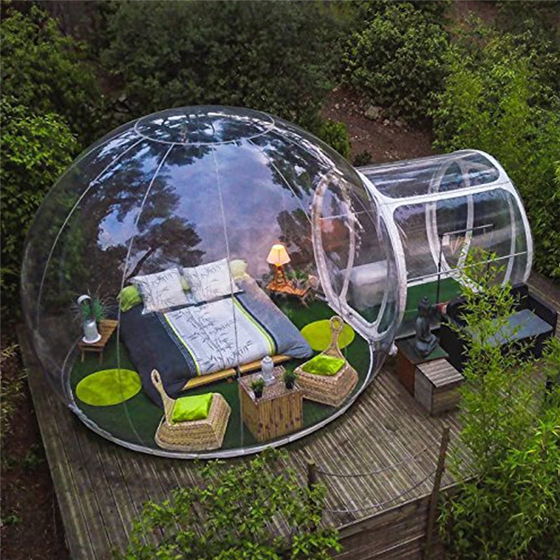 Открытый одиночный туннель надувной пузырь палатка семья Кемпинг задний двор прозрачный тент воздуходувка надувной пузырь палатка 2 человек