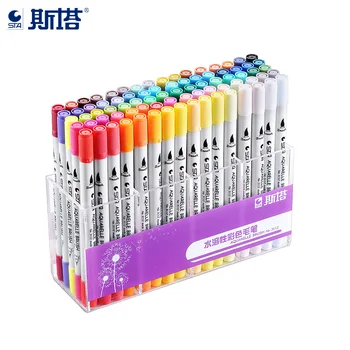 

STA 12/24/36/48/80 Colors Set Watercolors Brush Pen Double-headed Art Markers Sketch Drawing For Stationery School Supplies