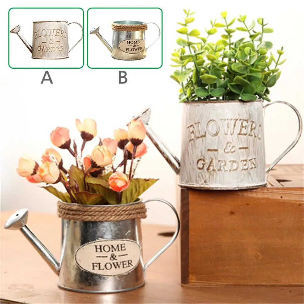 Vintage Metal Bonsai Holder Handicraft Watering Can Shape Flower Bonsai Holder Handicraft Watering Can