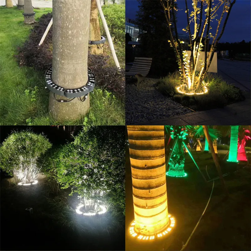 LED Landscape Lights Tree Holding Lamp Outdoor Waterproof Hoop Light Circular Landscape Lighting Project Colorful RGB