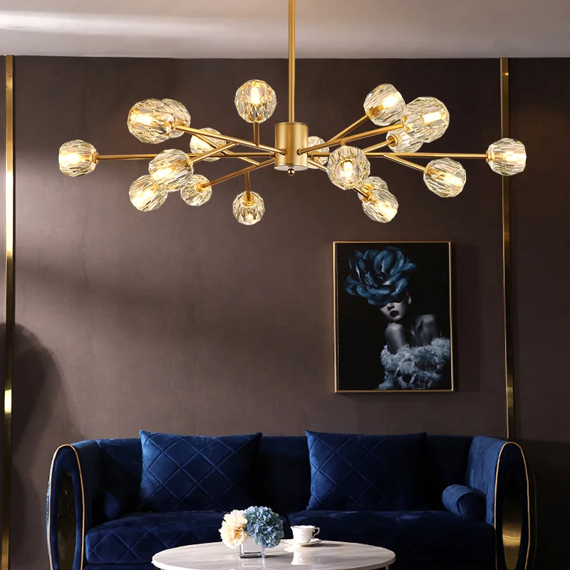 

Modern Magic Bean Molecular LED Chandelier Nordic Creative Luxury Gold 15-Head Ceiling Lamp for Living Room Bedroom Kitchen