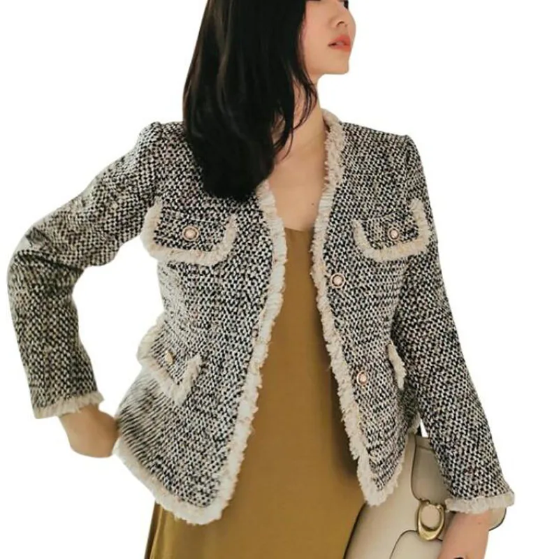 

Autumn and winter small fragrance Jacket Women's Korean Short fashion casual casual tweed top trend