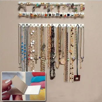 

9 Pcs Adhesive Wall Mount Jewelry Hooks Holder Storage Set Organizer Display Jewelry Display Hanging Earring Necklace Rings Rack