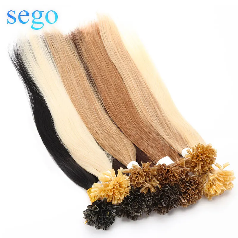 SEGO, 1 г/локон, 16-24 дюйма, прямые волосы для наращивания на кератиновых капсулах, натуральные человеческие волосы, не Реми, предварительно скрепленные, 60 волос