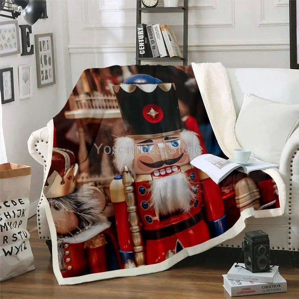 

The Nutcracker Print Sherpa Fleece Blanket Cartoon Craft Doll Throw Blanket Kids Gift Fuzzy Soft Blanket Bed Couch,Baby Size