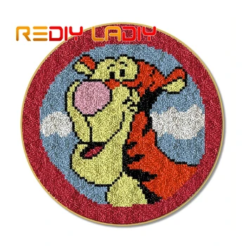 

Latch Hook Rug Smile Tigger Crocheting Carpet Rug Acrylic Yarn Pre-Printed Canvas Cushion Mat Crochet Tapestry Latched Hook Kits